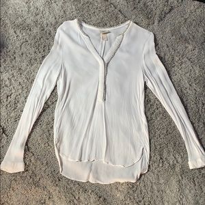 H&M White and Silver Long Sleeved Blouse